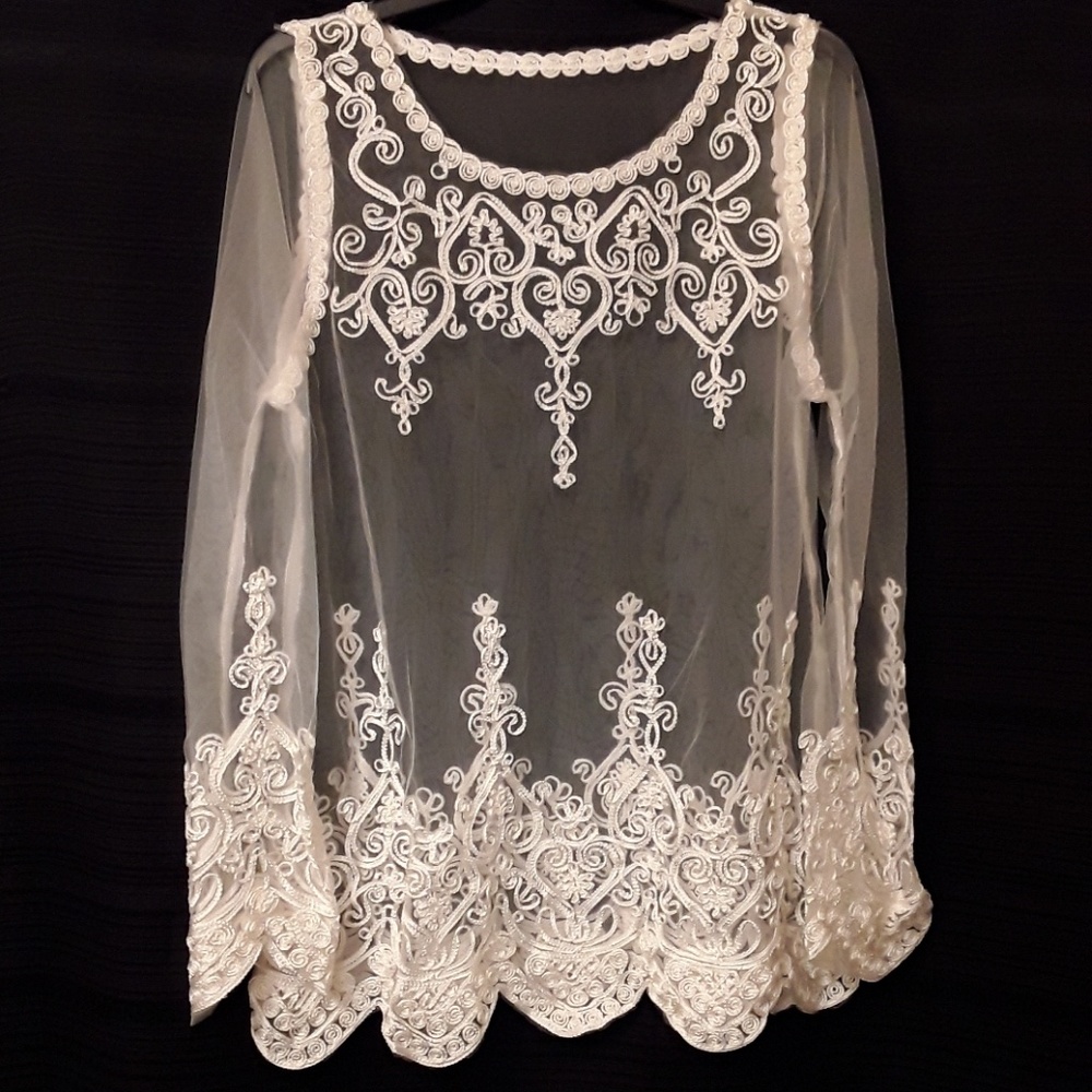 Cream sheer top